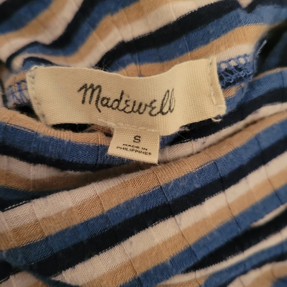 Madewell Ribbed Turtleneck Top in Stripe, Size Small - Picture 8 of 8